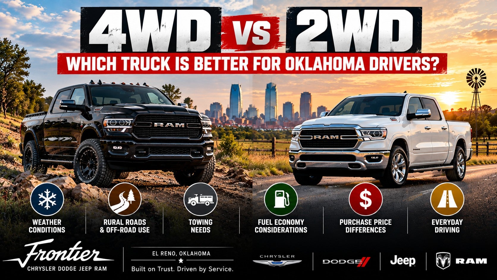 4WD vs 2WD truck comparison for Oklahoma drivers at Frontier CDJR in El Reno